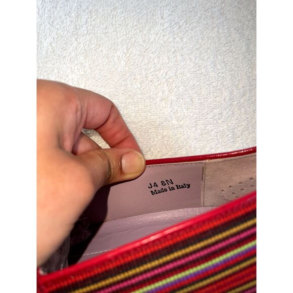 SAS Handcrafted Italy Women's Becky Wedge Slip On Stripe Red Shoe Size 8 - Picture 3 of 11